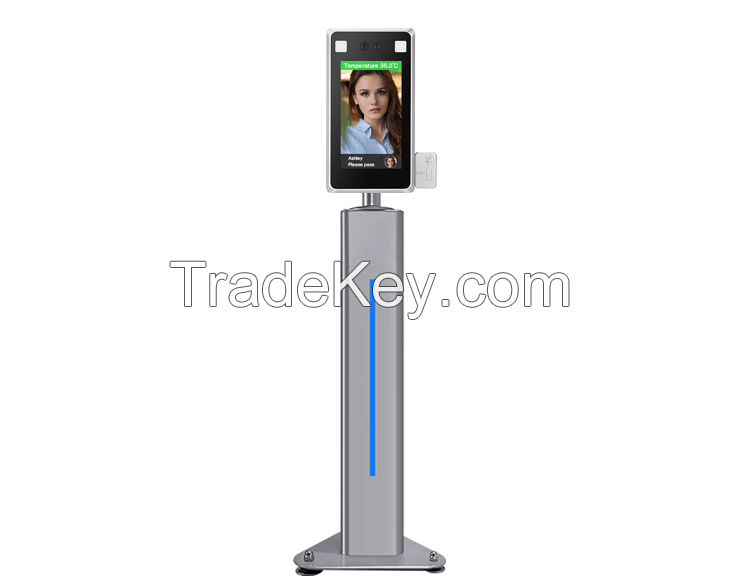 Column 8-inch face recognition, temperature measurement and access control machine