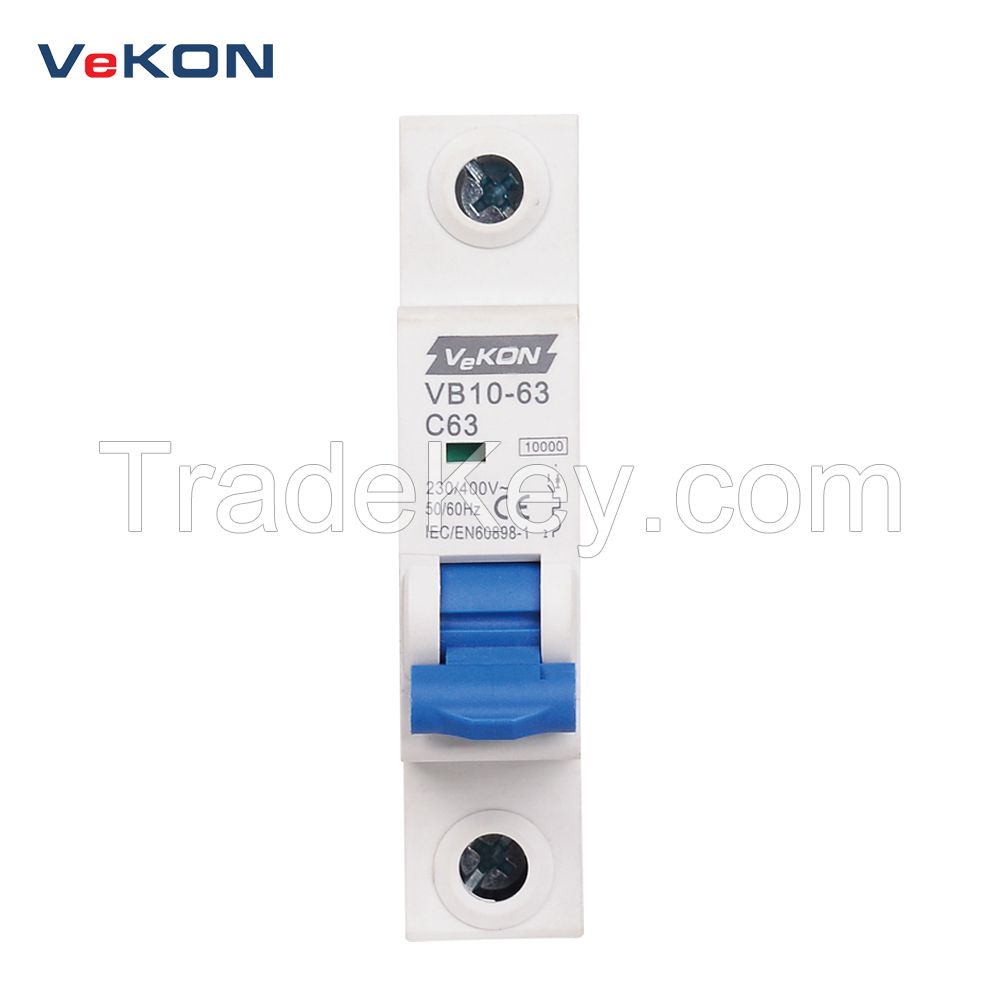 VB10-63 10KA 1A 2A 3A 4A 6A 10A 16A 20A 25A 32A 40A 50A 63A Mini Circuit Breaker