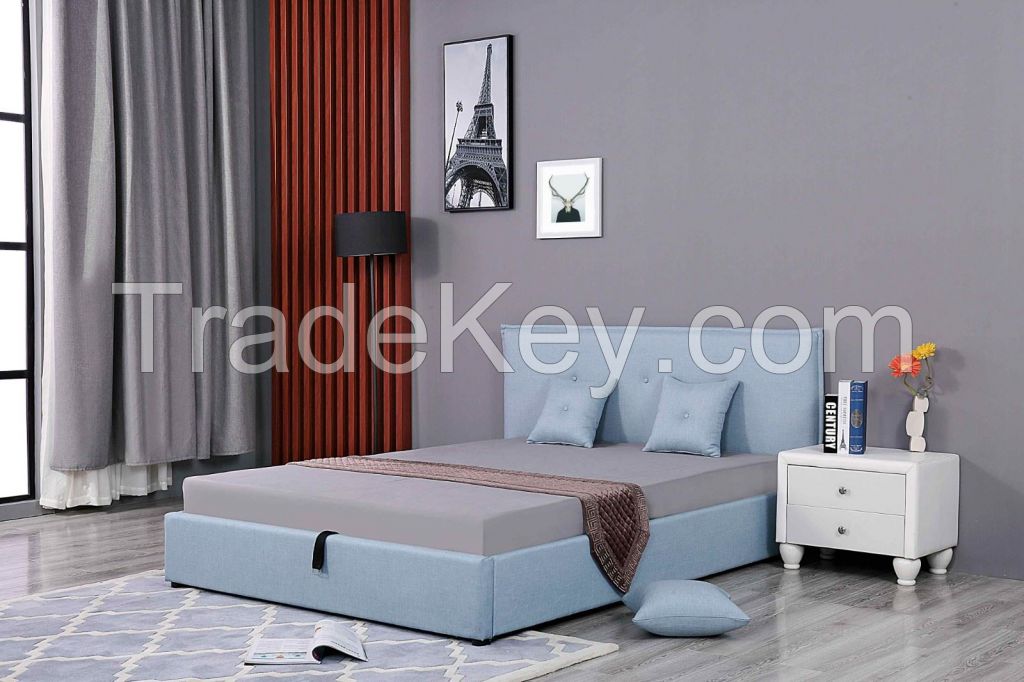 Removable bed Board  Fabric Upholstered Double Bed