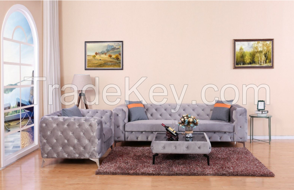 Factory Made Furniture Living Room Fabric Sofa Set for Living Room with Coffee Table