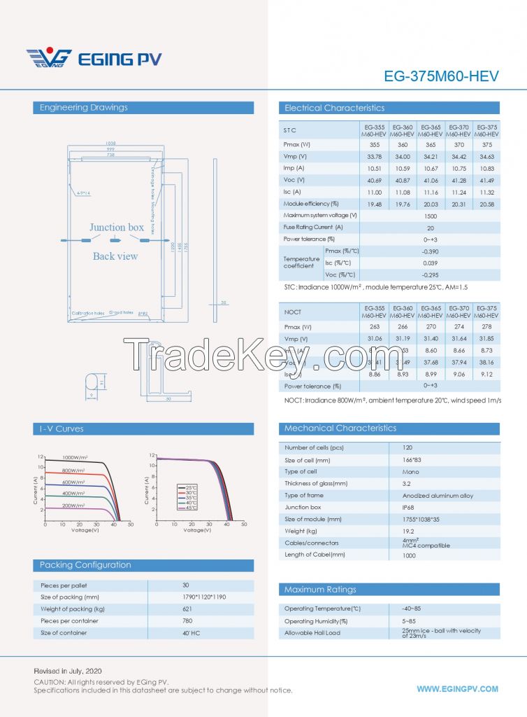 Solar Panels: EG-375M60-HE