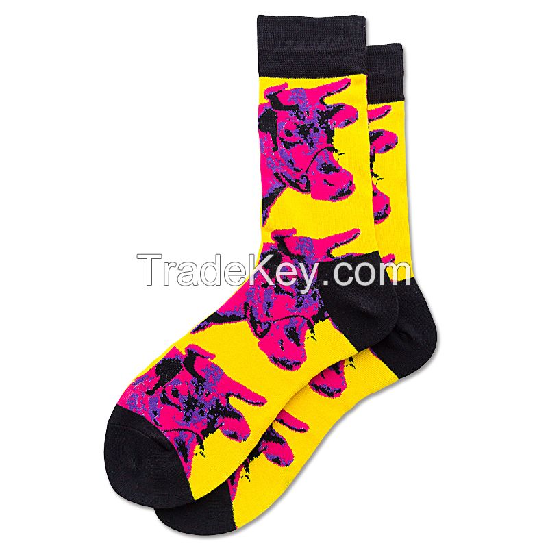 Colorful Patterned Cotton Socks for Women Casual Crew Socks