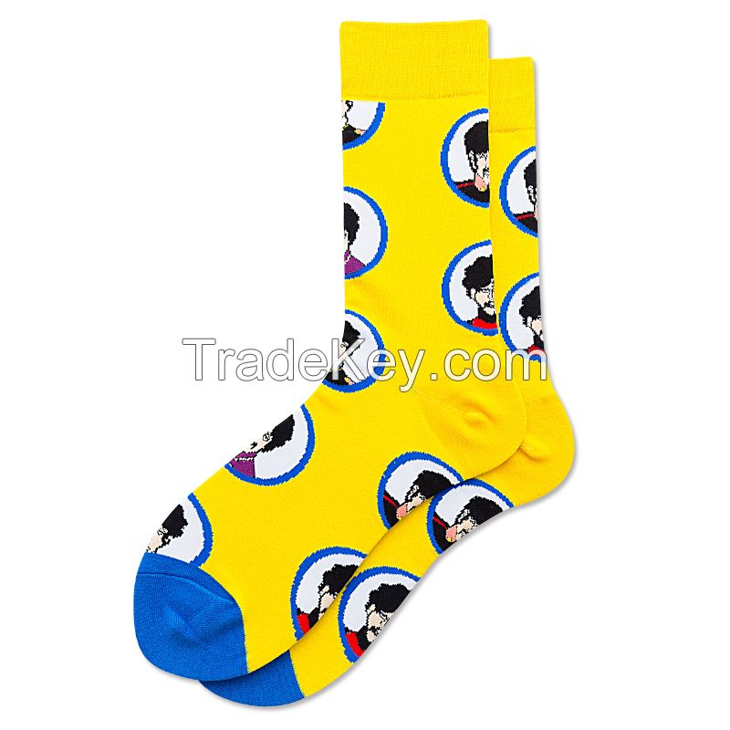 Colorful Patterned Cotton Socks for Women Casual Crew Socks