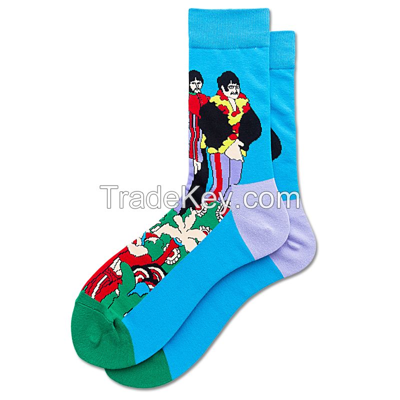 Colorful Patterned Cotton Socks for Men Women Casual Crew Socks