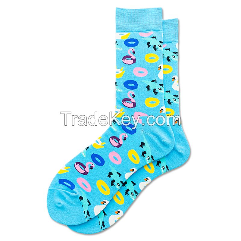 Colorful Patterned Cotton Socks for Women Casual Crew Socks