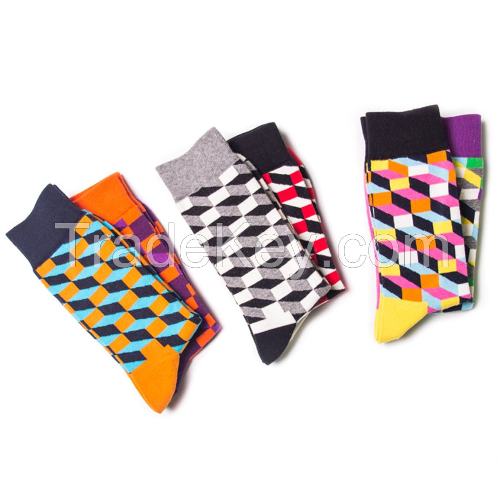 Colorful Patterned Cotton Socks for Women Men Casual Crew Socks