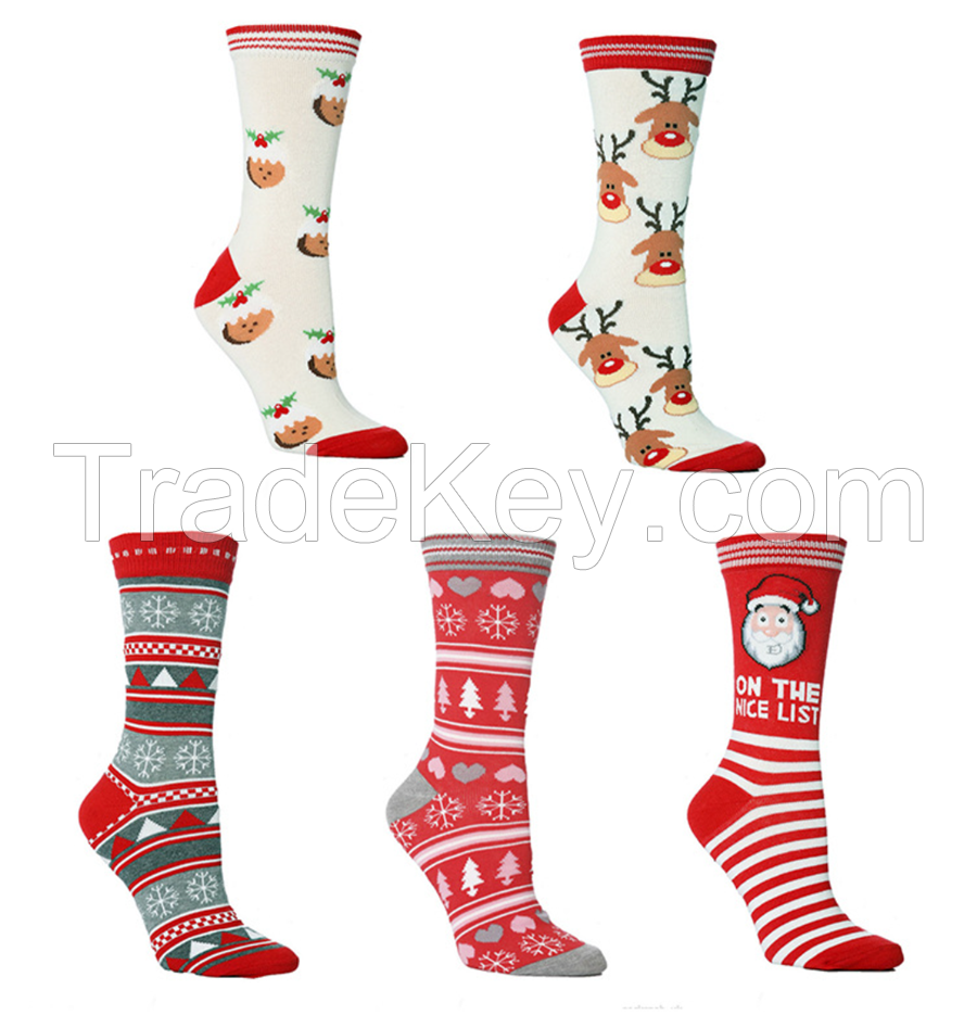 Christmas Socks Colorful Patterned Cotton Socks for Women Men Casual Crew Socks