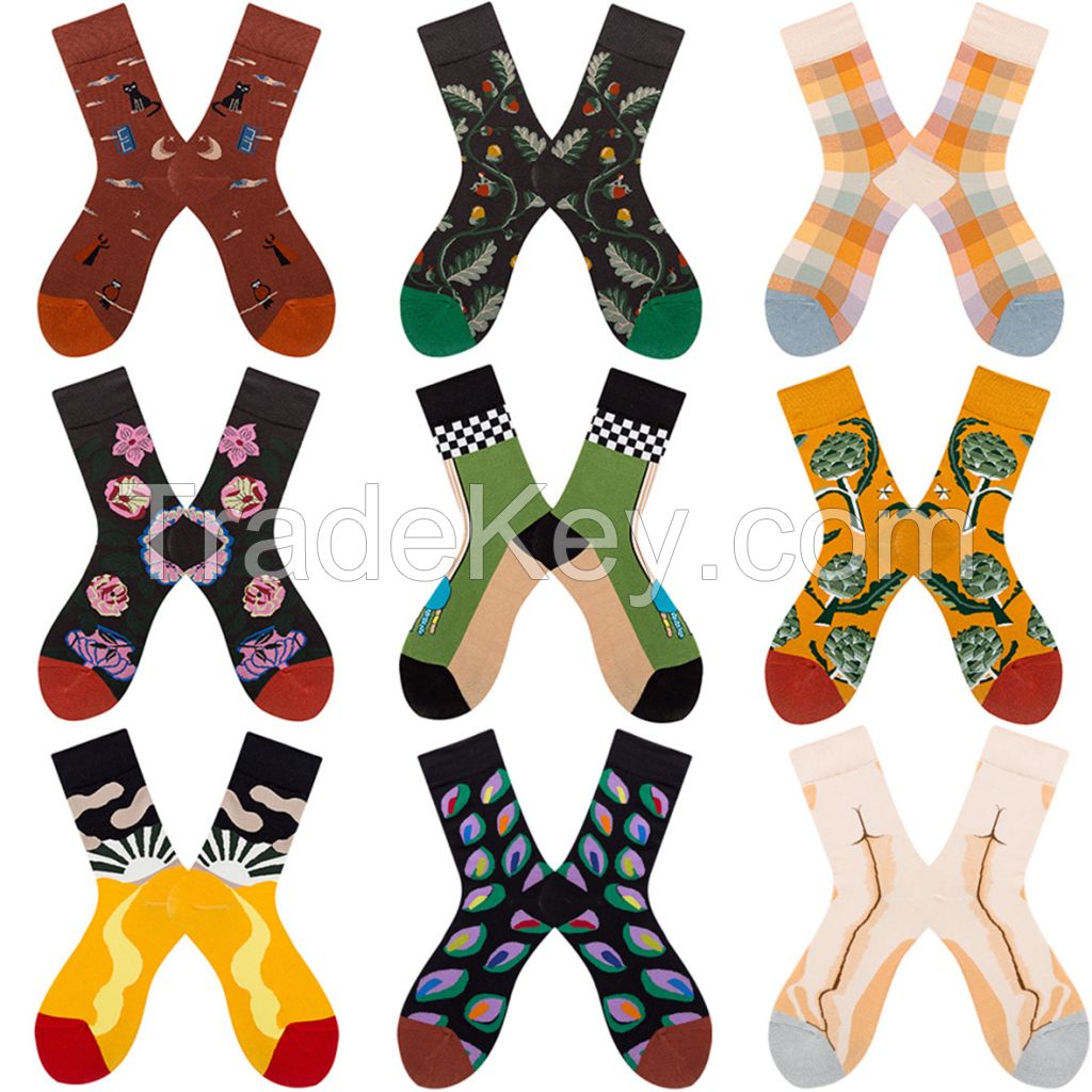 Cotton Socks Custom LOGO Colorful Patterned  for Women Men Kids Babies Socks