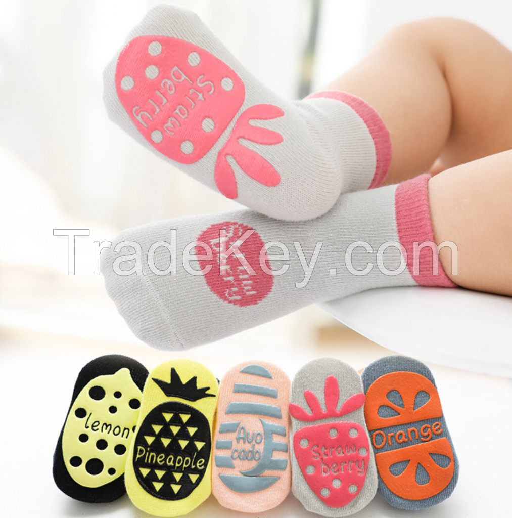 Baby Non Slip Grip Ankle Socks with Non Skid Soles for Infants Toddlers Kids Boys Girls