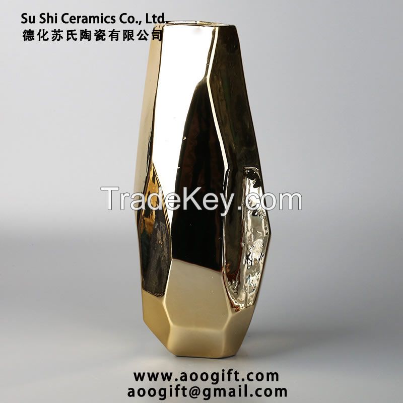 Nordic Light Luxury Style Ceramic Plating Vase