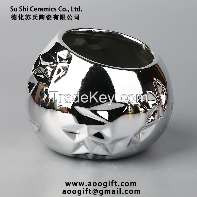 Nordic Light Luxury Style Ceramic Plating Vase