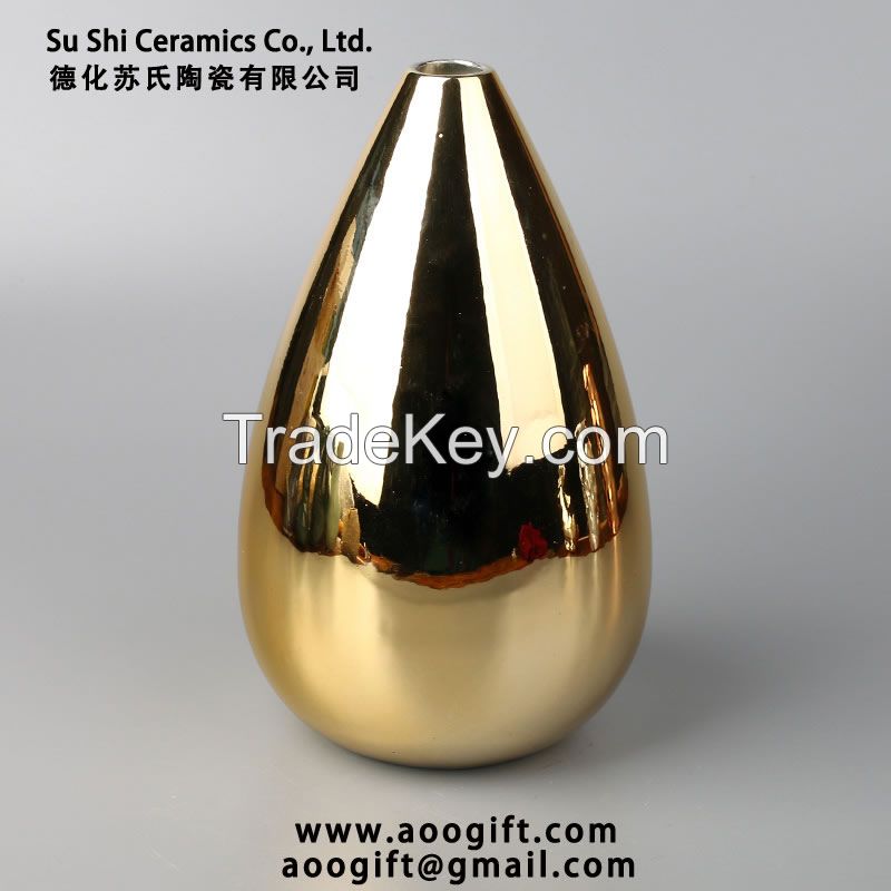 Nordic Light Luxury Style Ceramic Plating Vase