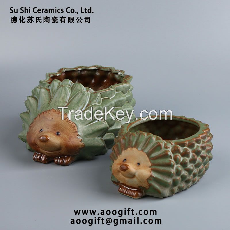 Individual creative animal ceramic flowerpot