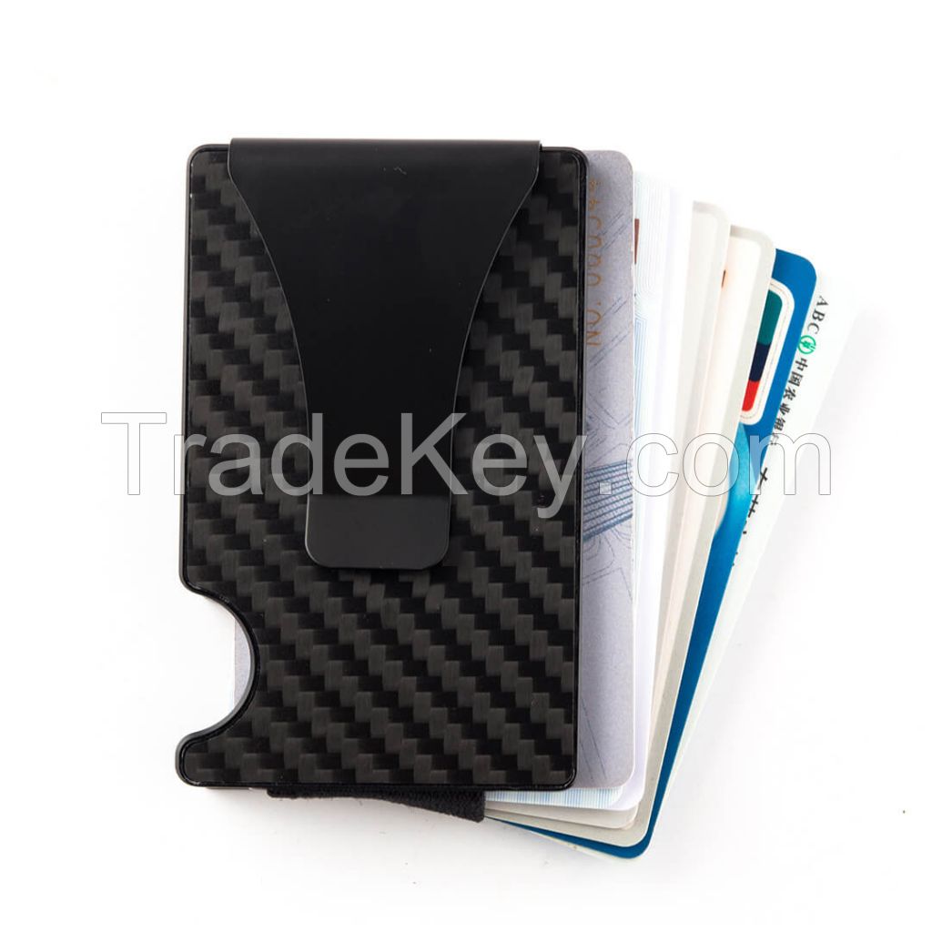 Slim Carbon Fiber Card Holder rfid Blocking Front Pocket Custom Metal Business Card Holder Men Wallet