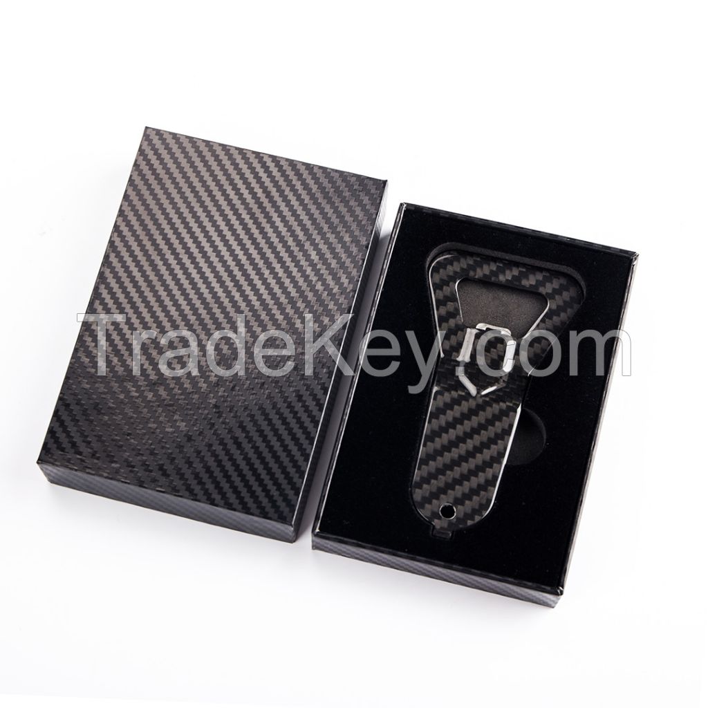 Carbon fiber material beer bottle opener keychain