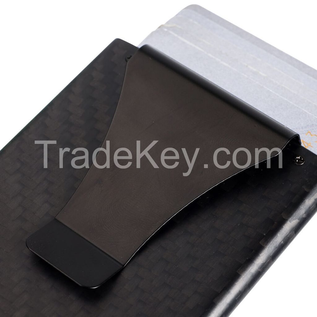 Back Pocket ID Carbon Fiber Card Holder RFID Blocking Slim Automatic Pop up Credit Card Wallet