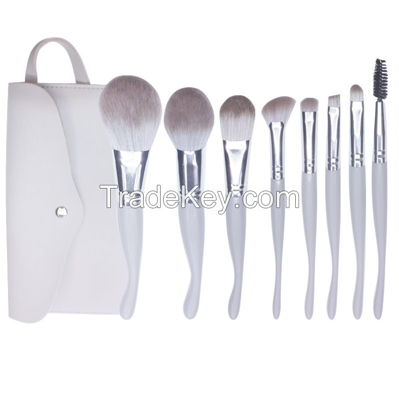 8PCS Seahorse Grey Makeup Brush Set for Makeup Beginner