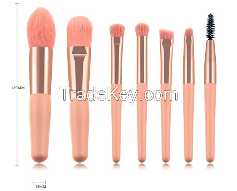 7PCS Matte Wooden Handle Portable Soft Hair Professional Makeup Brush Set