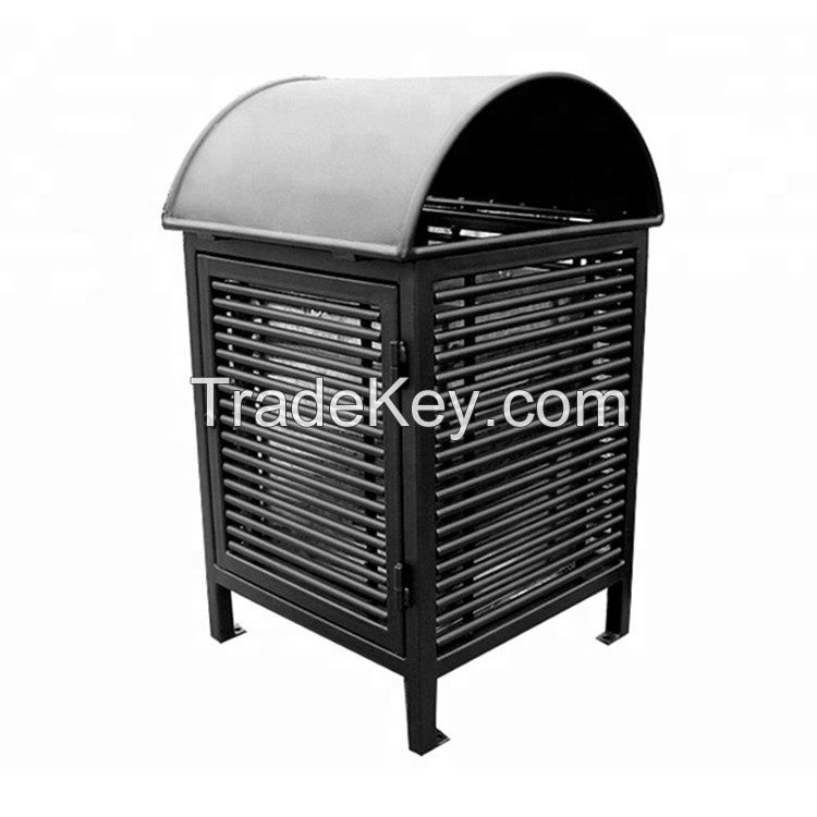 Metal galvanized steel outdoor park trash receptacle