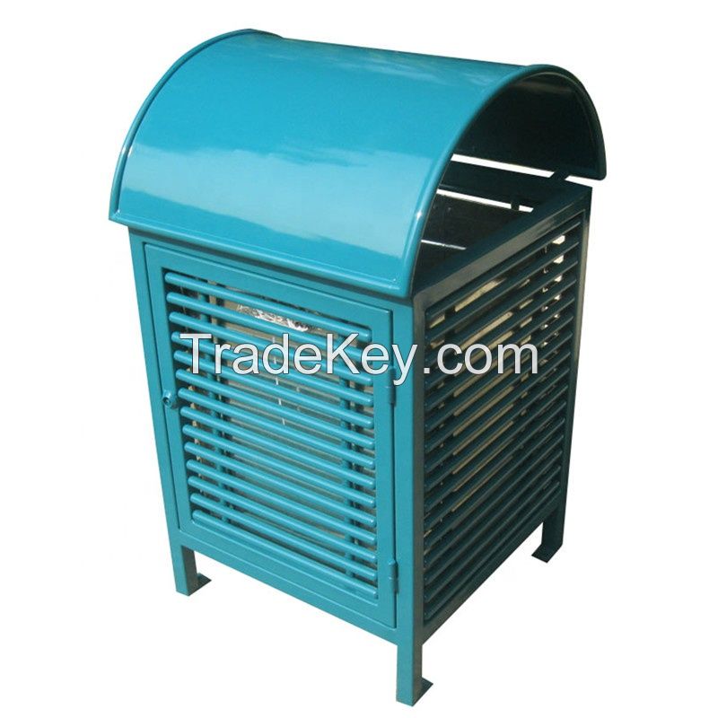 Metal galvanized steel outdoor park trash receptacle