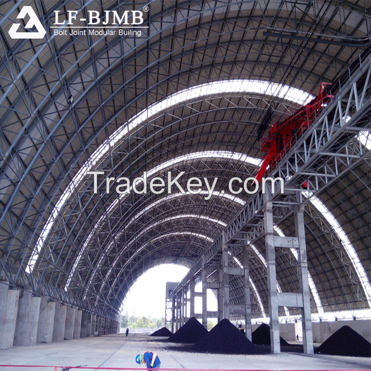 LF Long Span Roof Steel Space Frame Barrel Type Coal Storage Shed For Sale