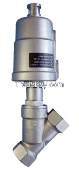 Stainless steel Y-type pneumatic angle seat valve   Globe Valve