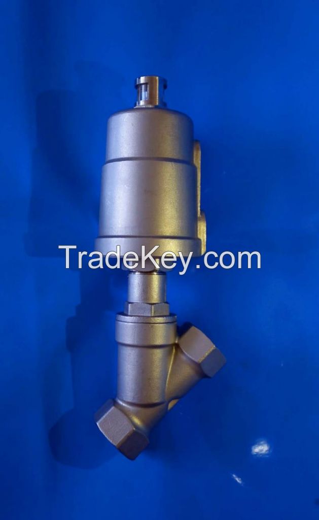 Stainless steel Y-type pneumatic angle seat valve   Globe Valve