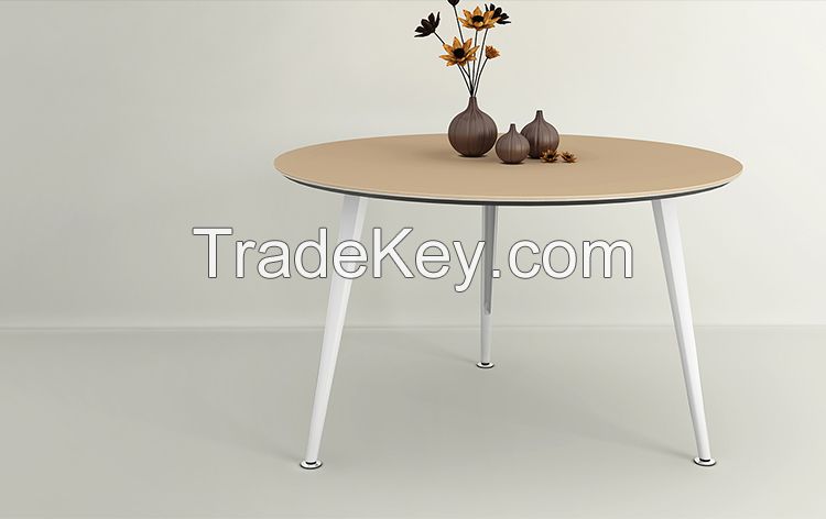 cheap prices metal steel base and legs wholesale european style modern design white or oak wooden round office coffee tables