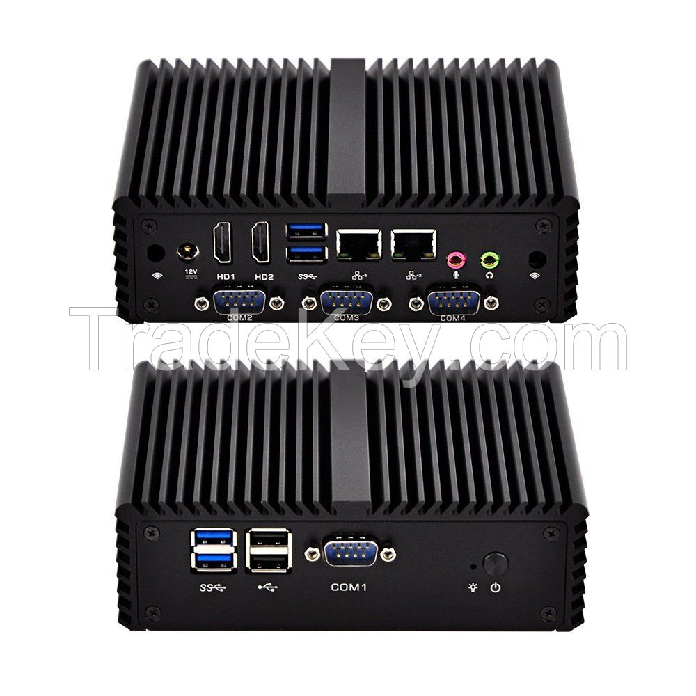 Kettop Fanless Mini PC Mi4005C4 Intel core i3 Processor Dual LAN 4 COM Ports Fanless Mini Industrial PC X86 SIM 3G/4G Support Windows/Linux