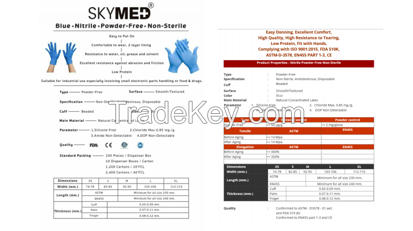 Skymed disposable pure nitrile gloves