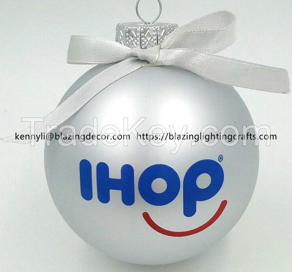 Promotional Good Quality Plastic and Glass Customized Christmas LOGO Ball