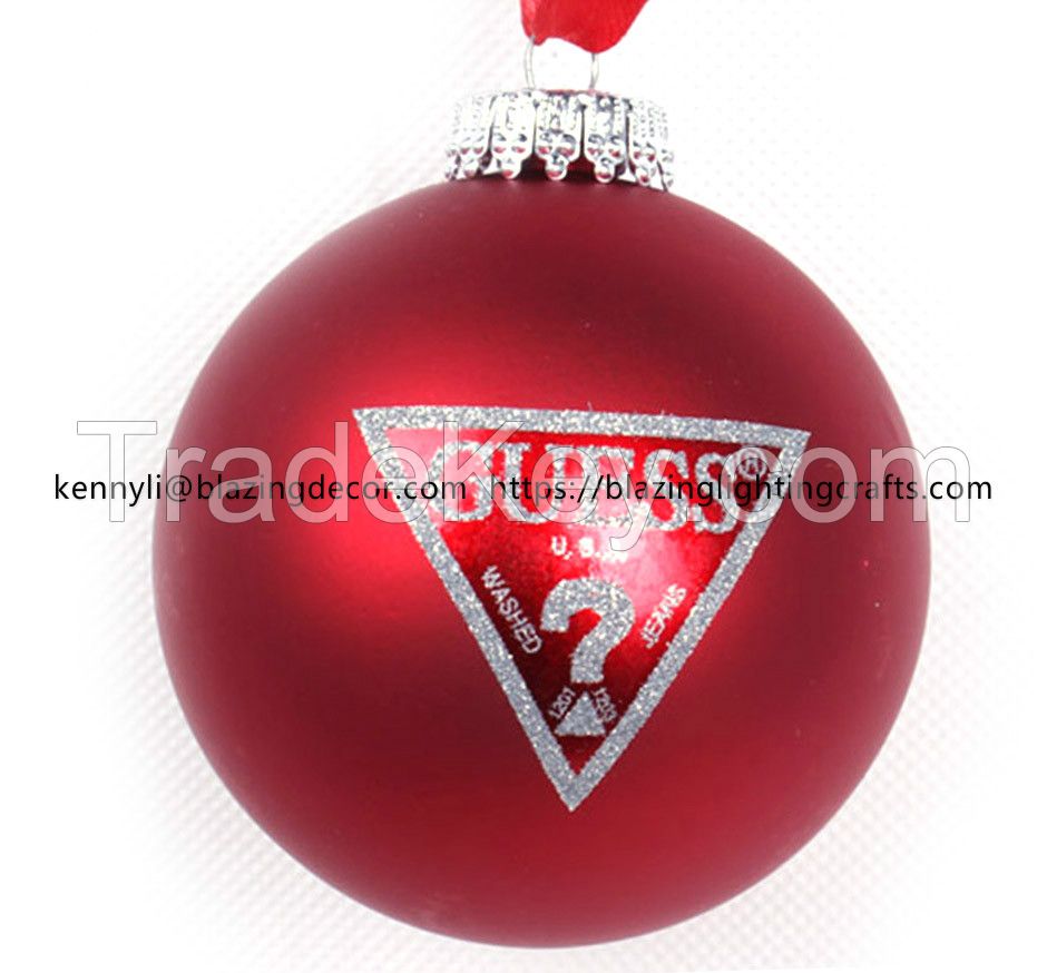 Promotional Good Quality Plastic and Glass Customized Christmas LOGO Ball