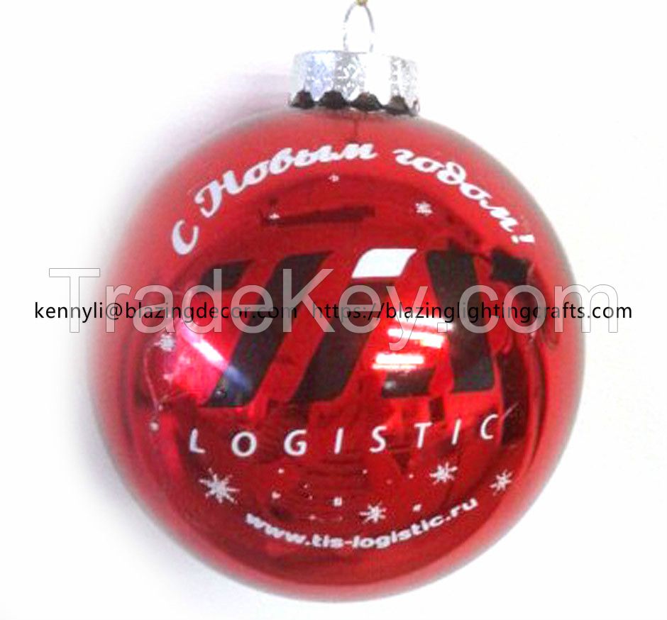 Promotional Good Quality Plastic and Glass Customized Christmas LOGO Ball