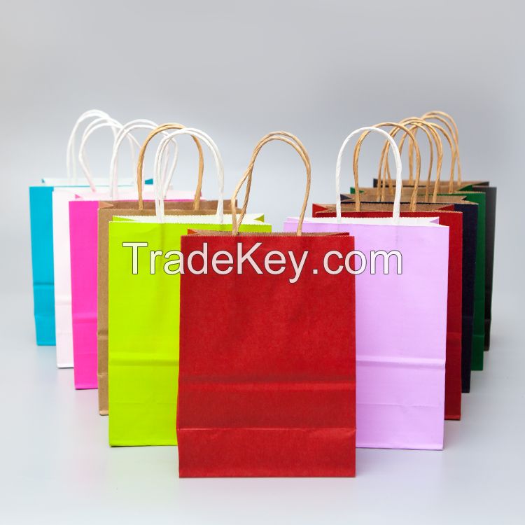 Big Stock Brown Waterproof Shopping Kraft Paper Packaging Gift Bag 