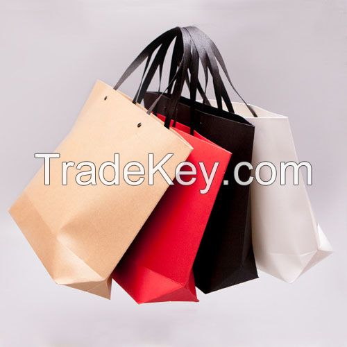 Personality custom printed black luxury brand retail shopping packaging clothing paper bag with logo