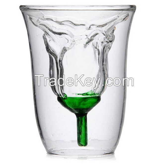 Hot sales China Factory Cheap Double Wall Glass Cup clear handblown gl