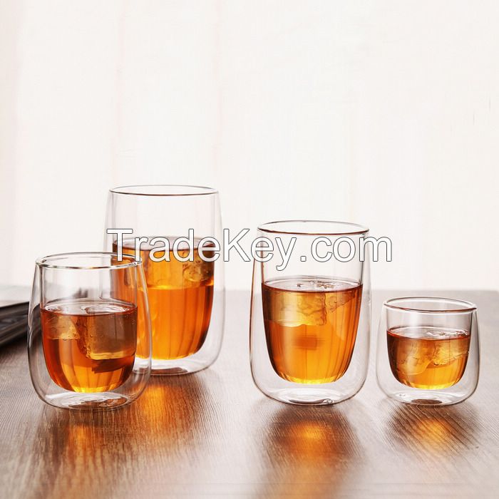 China Factory Cheap Quality Double Wall Glass Cup clear handblown glas