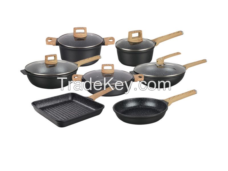 Marble Coating Die cast Cookware Set