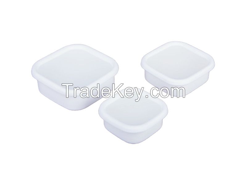 Enamel Food Storage With Plastic Lid 