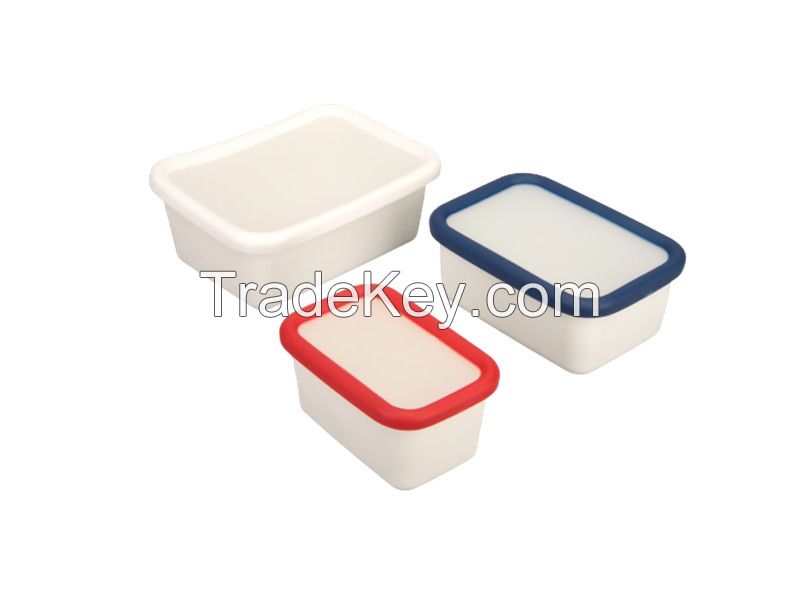 Enamel Food Storage With Plastic Lid 