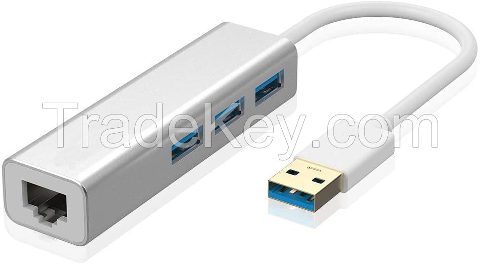 USB 3.0 to Ethernet Adapter 3-Port USB 3.0 Hub with RJ45 10 100 1000 G