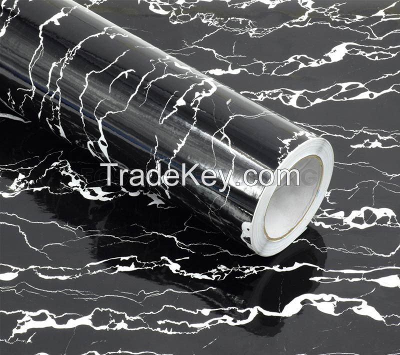 High Gloss Marble Design PVC Self Adhesive Film in Roll for Furniture Decoration