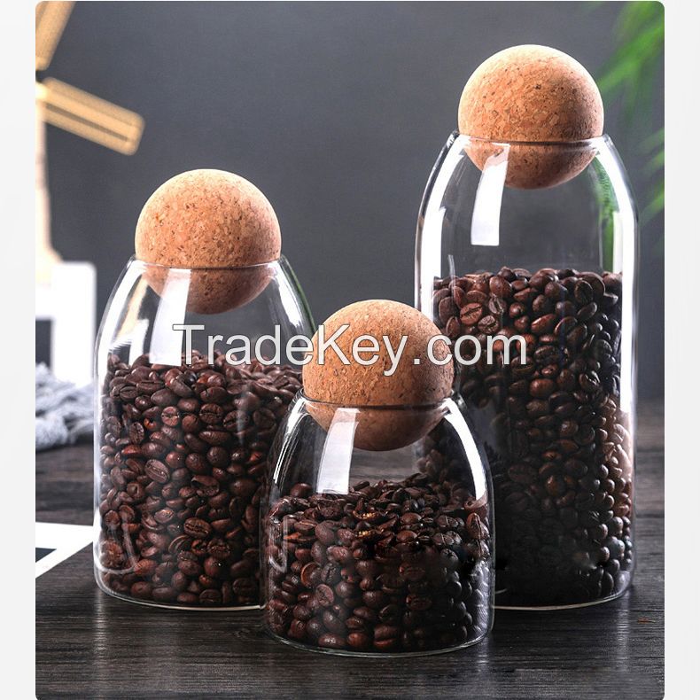 Food Storage Jars with Wood Lid Cork 