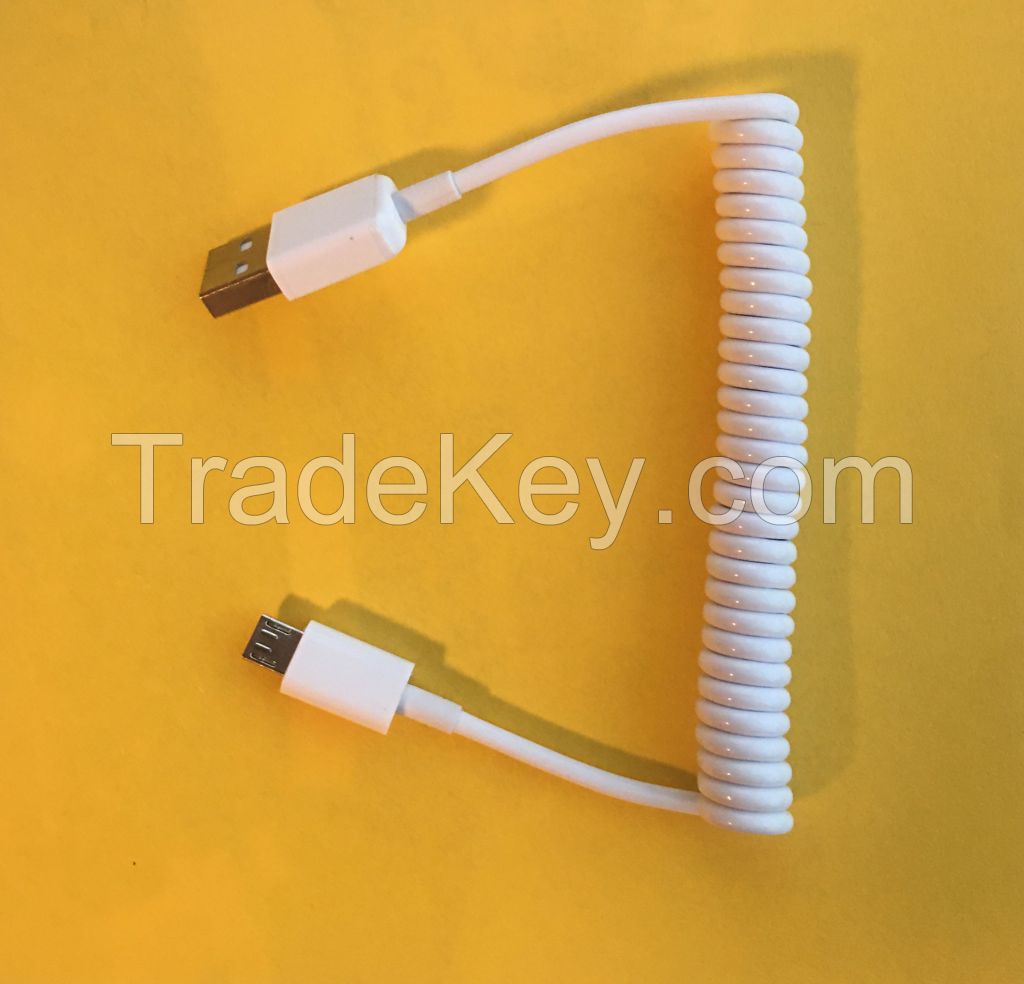 Extensible spring USB android data cable for cell phone and drone remote controller and computer