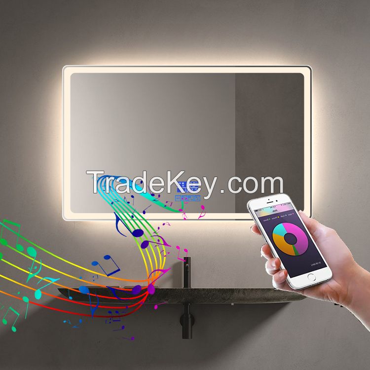 China factory smart mirror led bathroom mirror bluetooth speaker anti-fog good quality