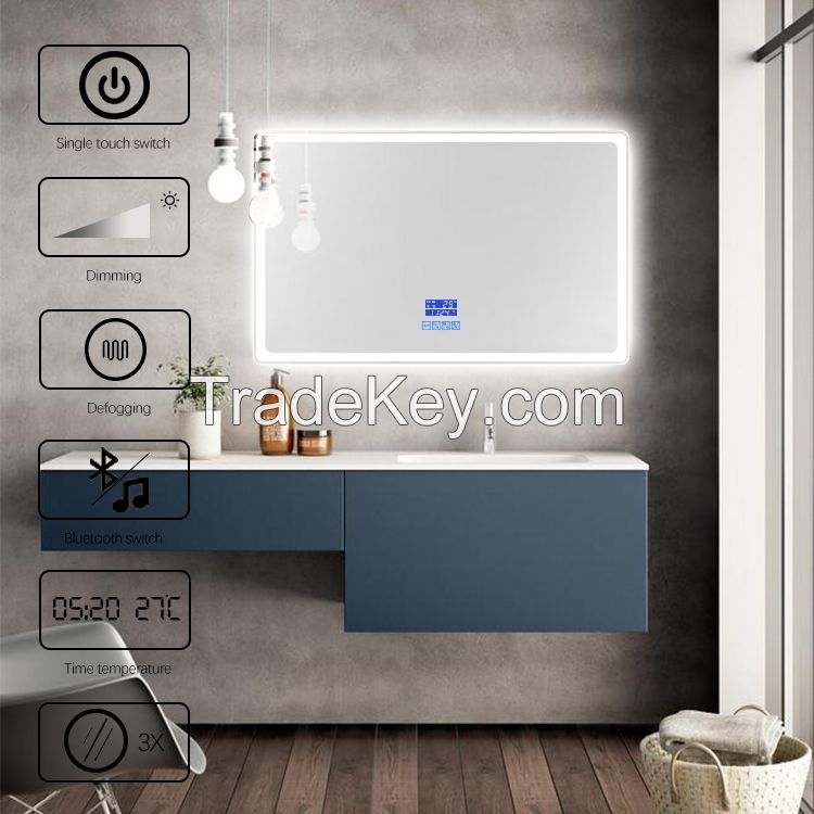 China factory smart mirror led bathroom mirror bluetooth speaker anti-fog good quality