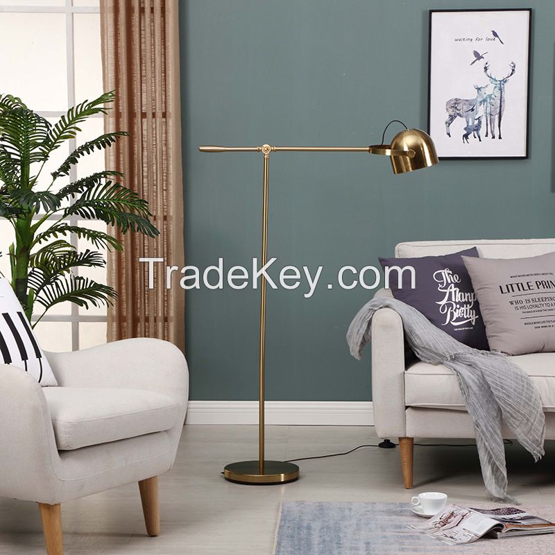 LED Light Adjustable Arm Task LED Metal Floor Lamp, Brass Gold Finish, Height Adjustable