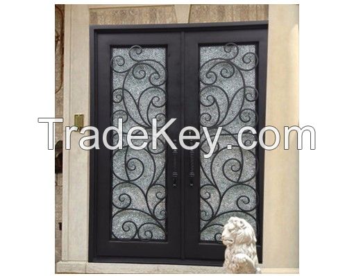 Wrought Iron Front Double Entry Doors Custom Made and Wholesale Hench Id4