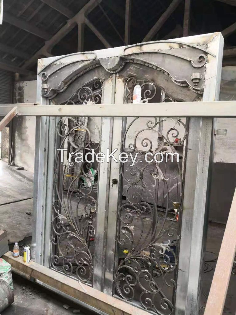 Wrought Iron Front Double Entry Doors Custom Made and Wholesale Hench Id8