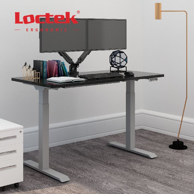 Loctek ET123(IB) Dual Motors 2 Staged Holeless Square Leg Height Adjustable Desk Frame